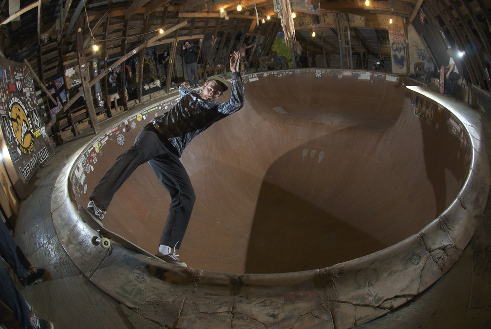 A skateboarder takes on the bowl in Skatopia in Rutland, Ohio.