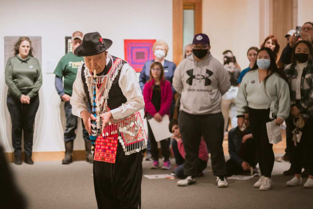 Demonstration of Hmong Qeej (flute) during a Seasonal Saturday Arts Access day.