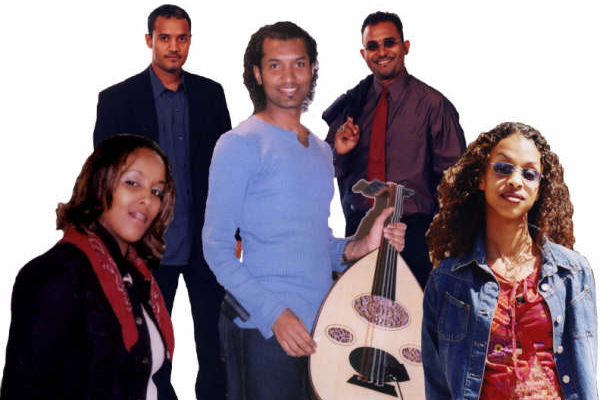 Shego, a band from Somalia whose sound is rooted in the traditional sounds and rhythms of Somali culture, pose for a photo.