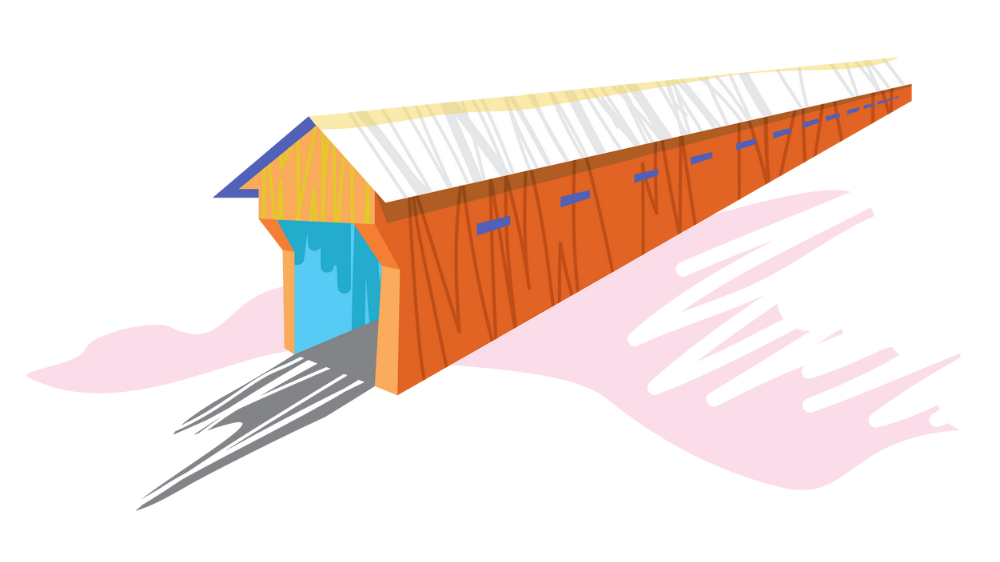 Illustration of a covered bridge in southern Illinois.