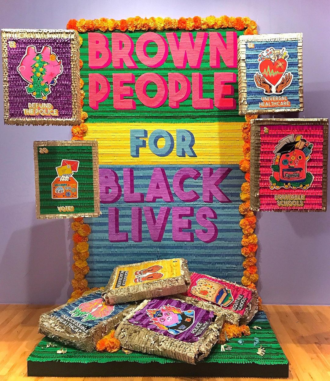 Yollocalli’s piece in the Day of the Dead Exhibition, titled “Brown People for Black Lives”