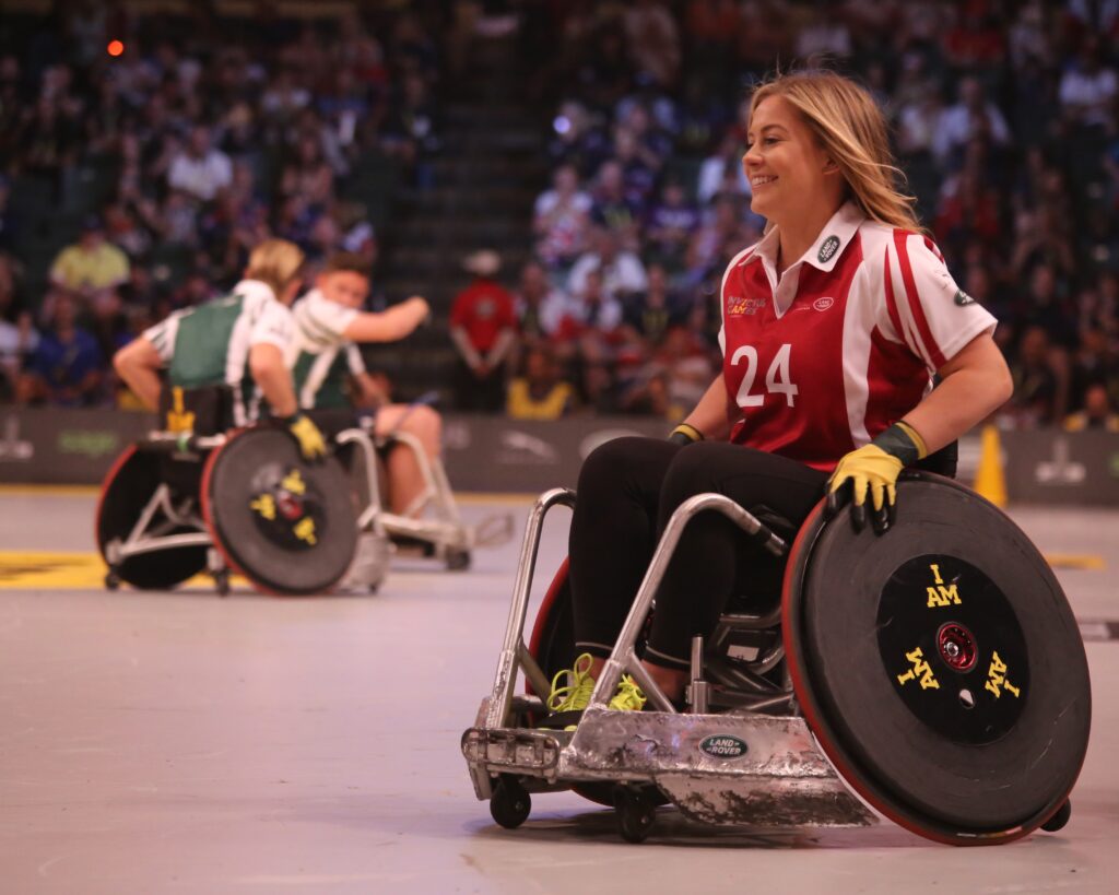 A person participates in Women's wheelchair basketball at ESPN Wide World of Sports Complex.