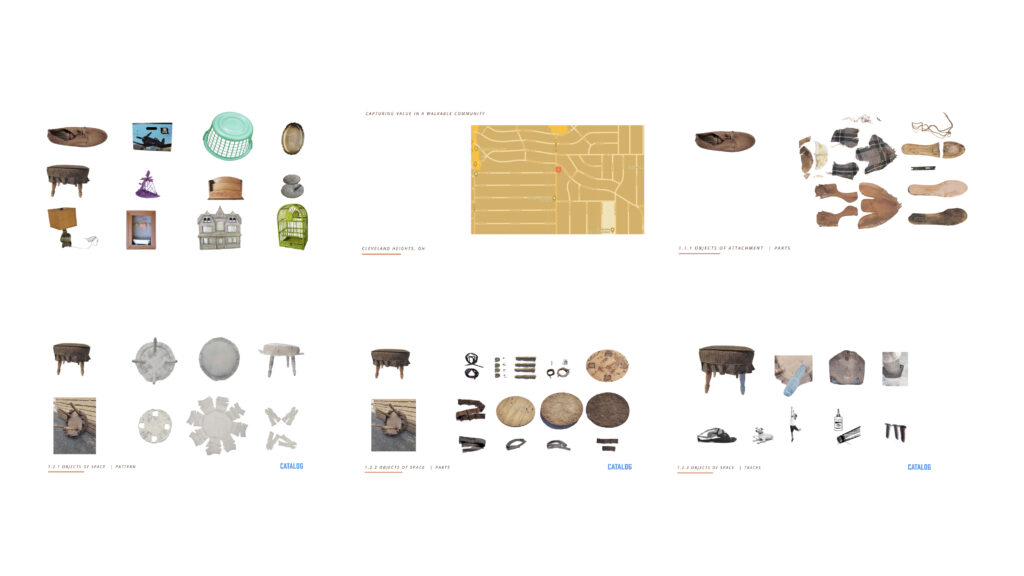 A collage of various found objects.