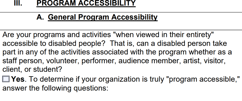 A screenshot of a question from the 504 Evaluation.