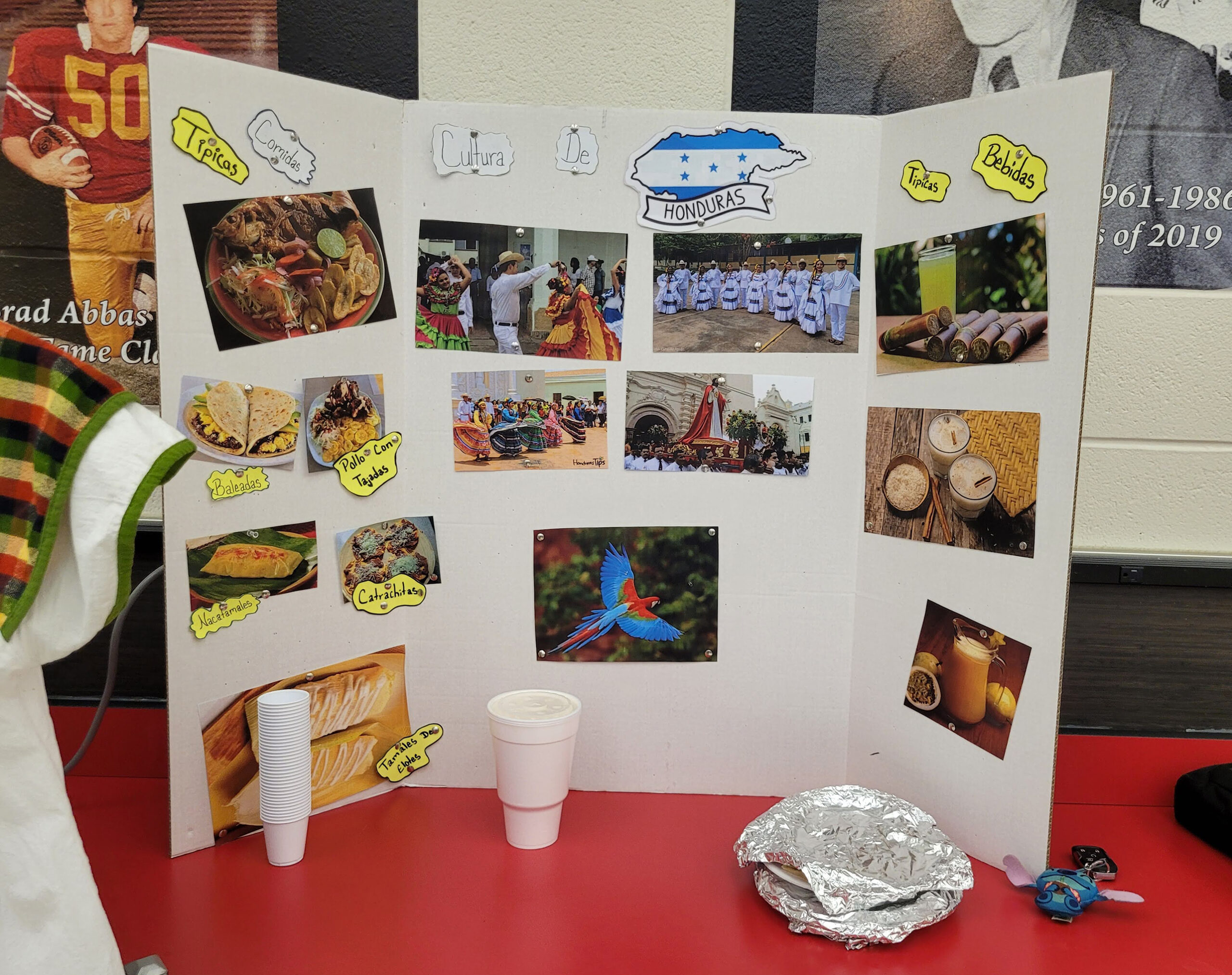 A poster board showing cultural aspects of Honduras