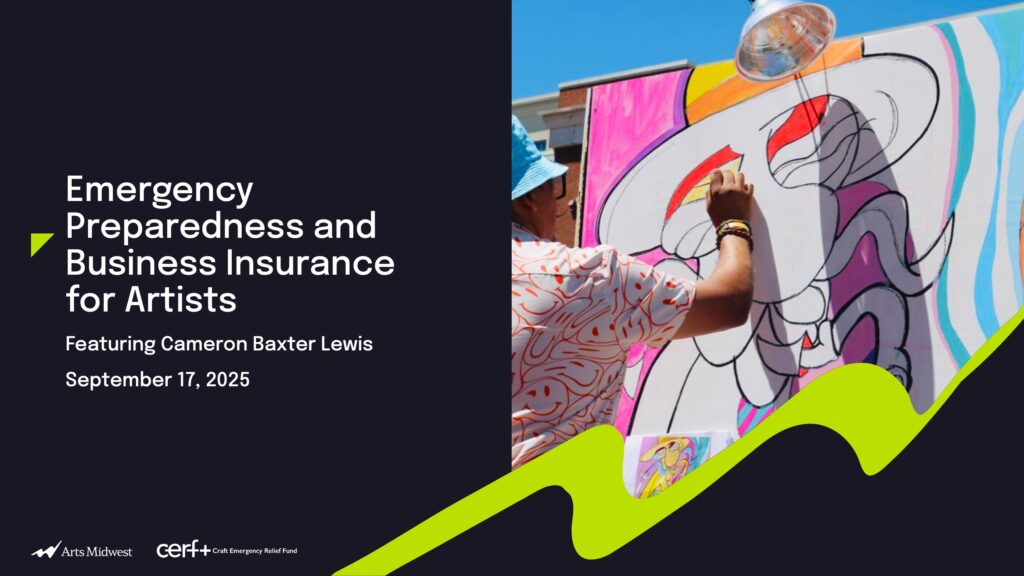 Cover slide for Emergency Preparedness and Business Insurance for Artists