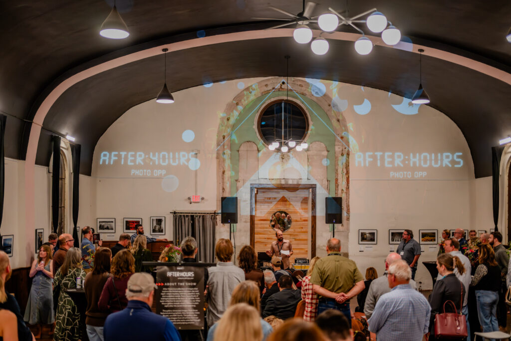 People gathered in a room.