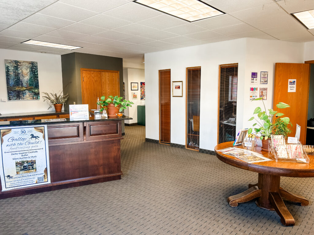 The inside of an office building.