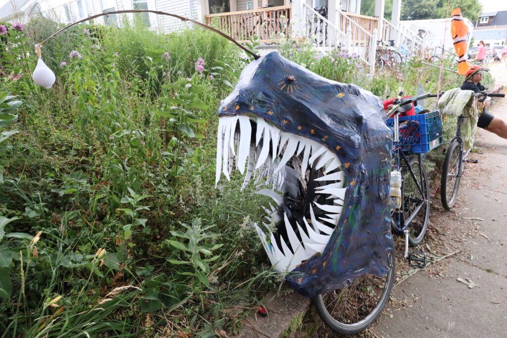 A bike dressed up like an anglerfish.
